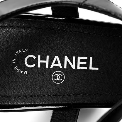 Chanel Patent Calfskin Sandal 38.5 Black White 8 of 9