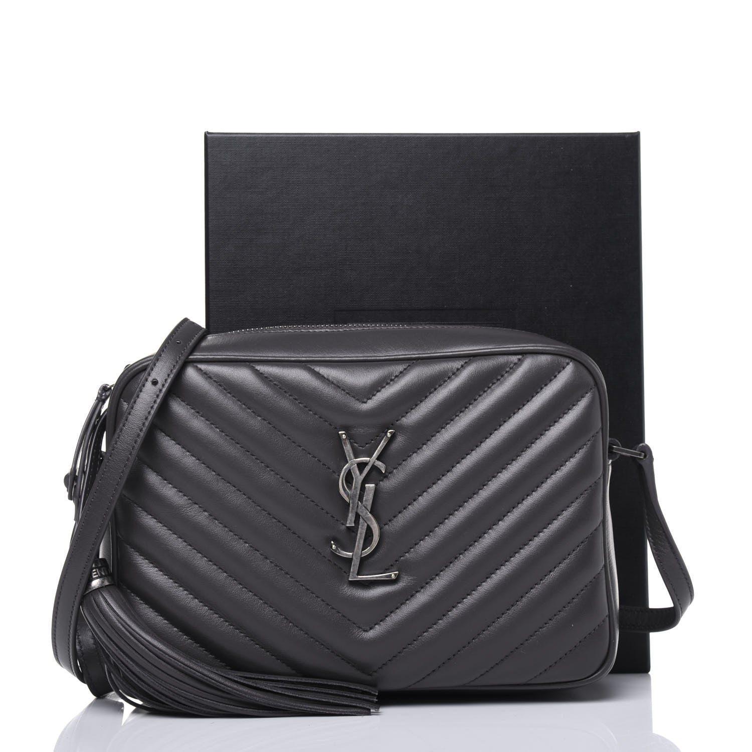 Saint Laurent Calfskin Matelasse Monogram Lou Camera Bag Asphalt 11 of 11