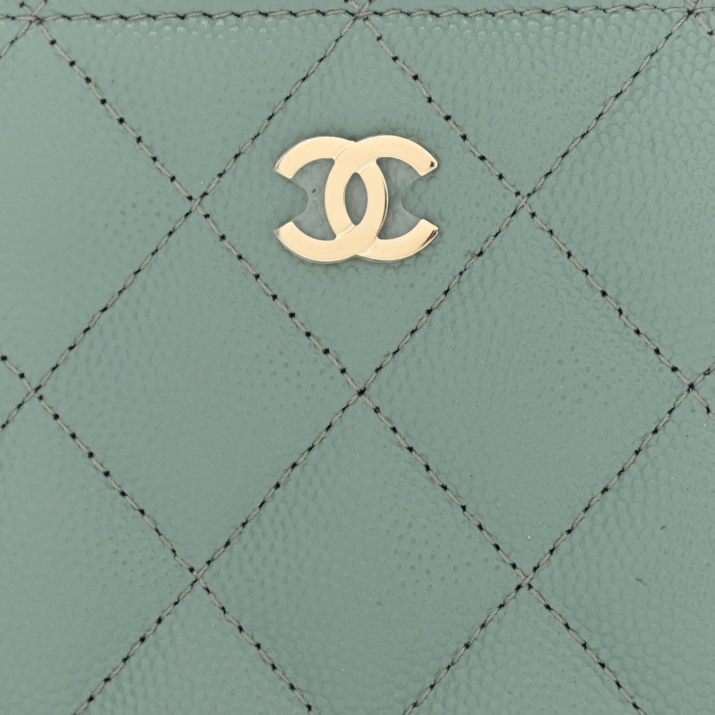Caviar Quilted Medium Zip Around Wallet Dark Green