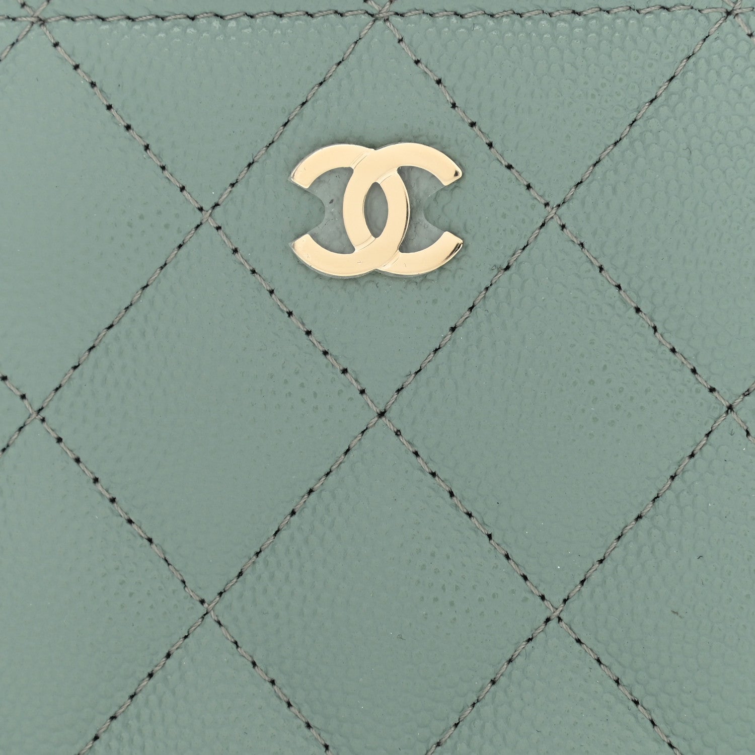 Chanel Caviar Quilted Medium Zip Around Wallet Dark Green 9 of 12