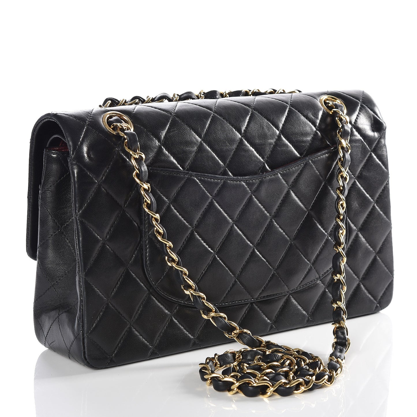 Lambskin Quilted Medium Double Flap Black