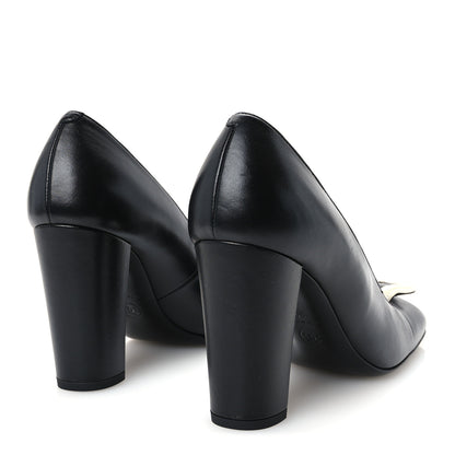 Chanel Lambskin Turnlock CC Pumps 39 Black Ivory 5 of 10