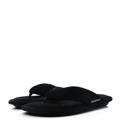 Balenciaga Towel Velvet Soft Thong Sandals 38 Black 3 of 4