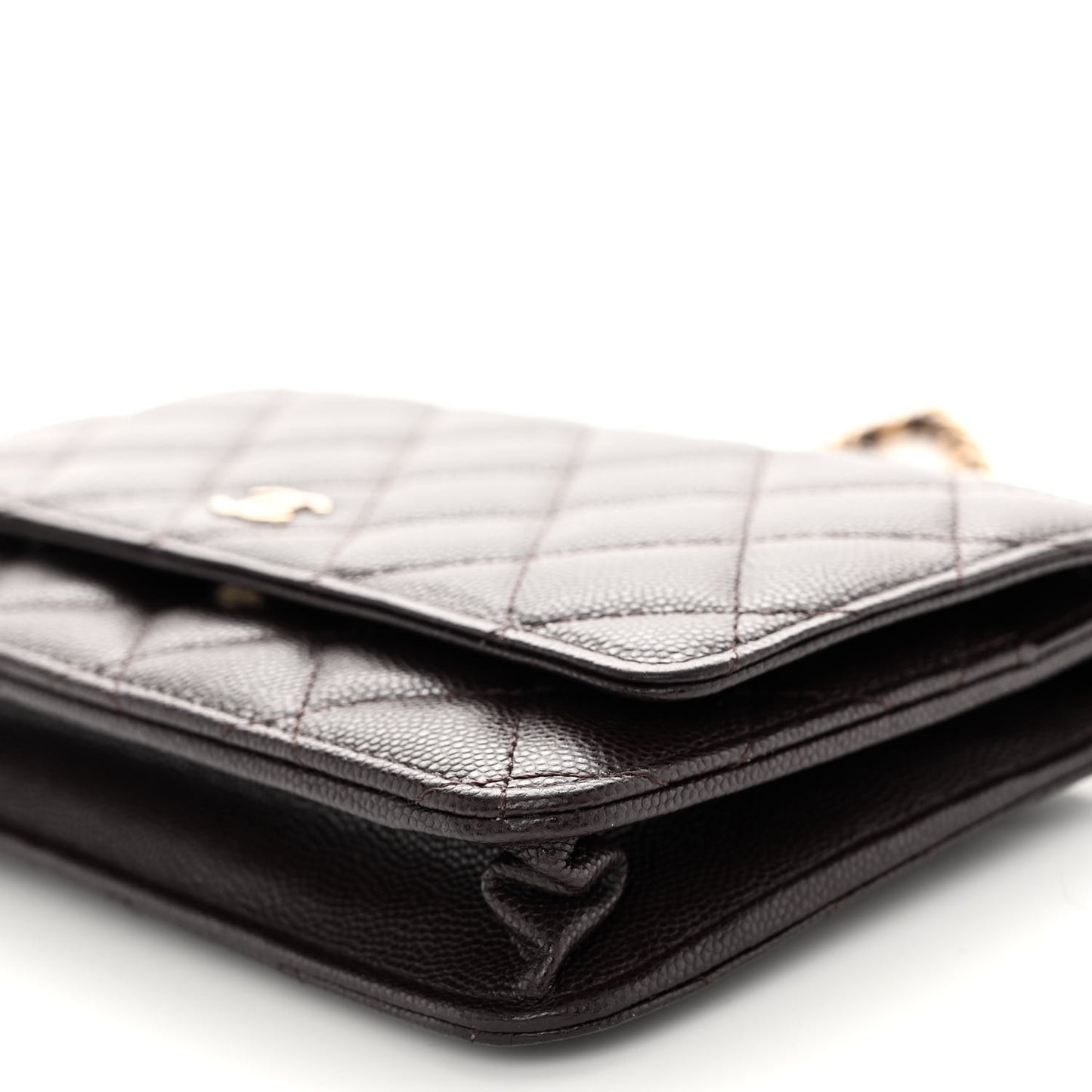 Caviar Quilted Wallet on Chain WOC Dark Brown