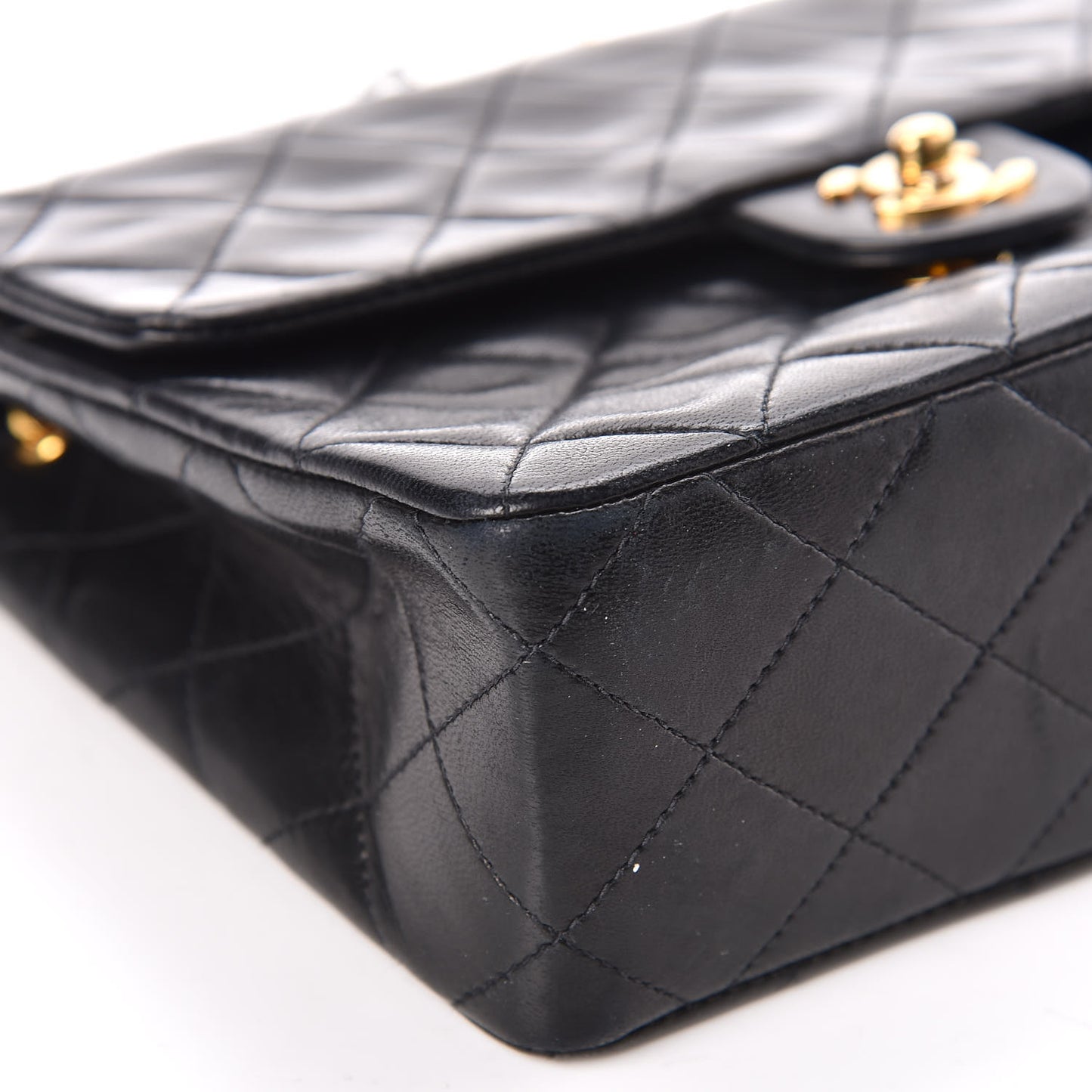 Lambskin Quilted Mini Square Flap Black