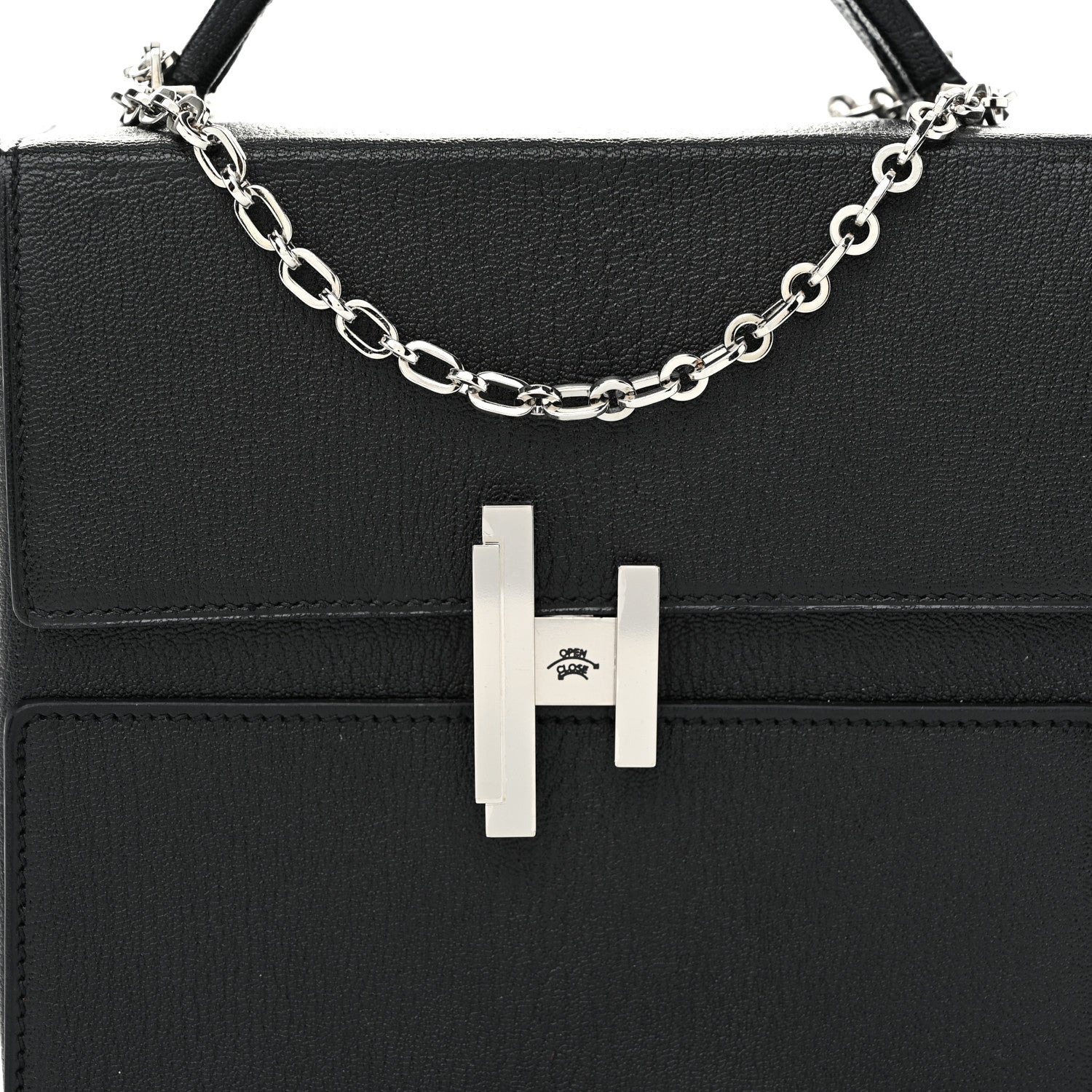 Hermes Chevre Mysore Cinhetic Boxy Top Handle Bag Black Bleu Electrique 8 of 11