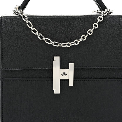 Hermes Chevre Mysore Cinhetic Boxy Top Handle Bag Black Bleu Electrique 8 of 11