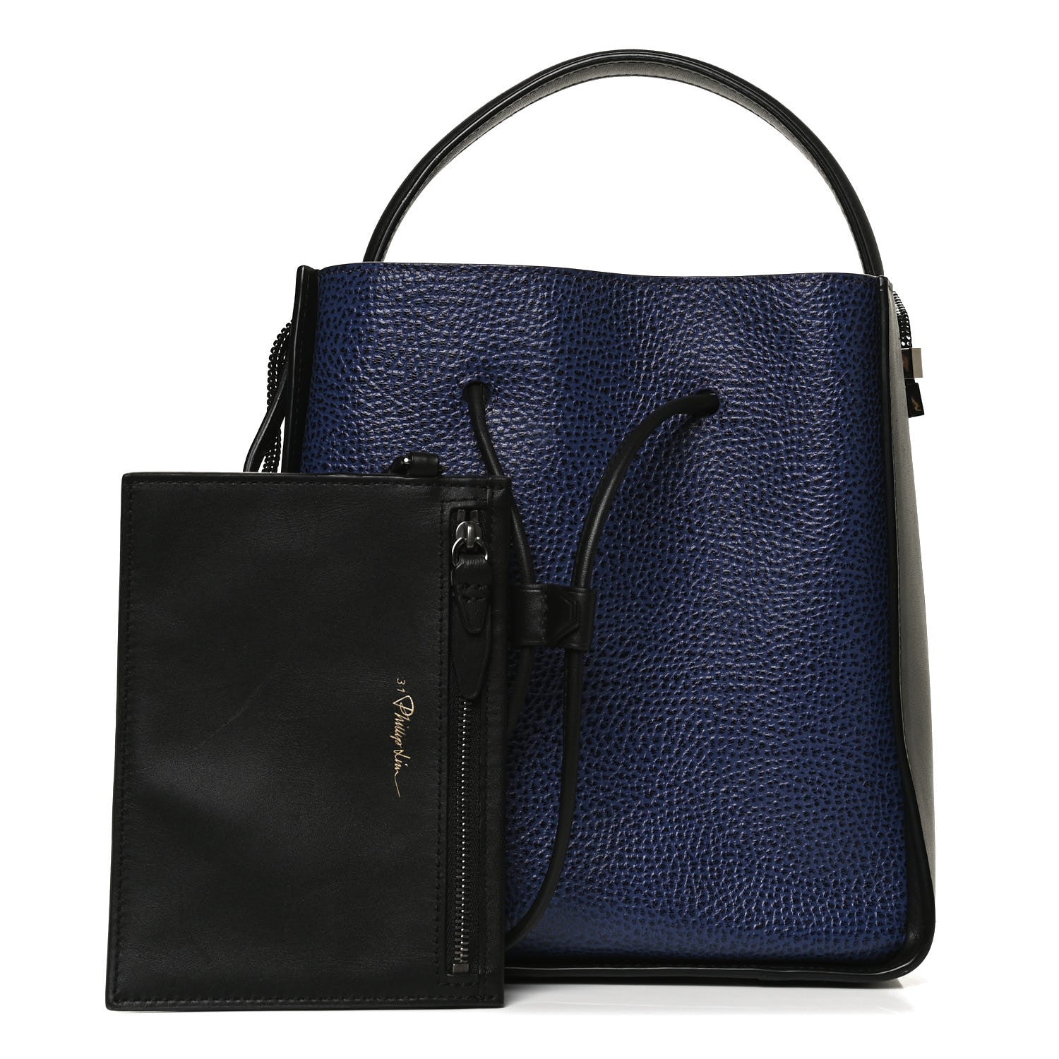3.1 Phillip Lim Smooth Calfskin Small Soleil Bucket Bag Midnight Blue 1 of 12