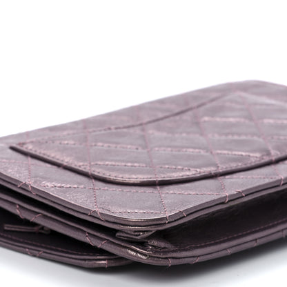 Chanel Metallic Aged Calfskin Quilted 2.55 Reissue Wallet on Chain WOC Purple 11 of 13