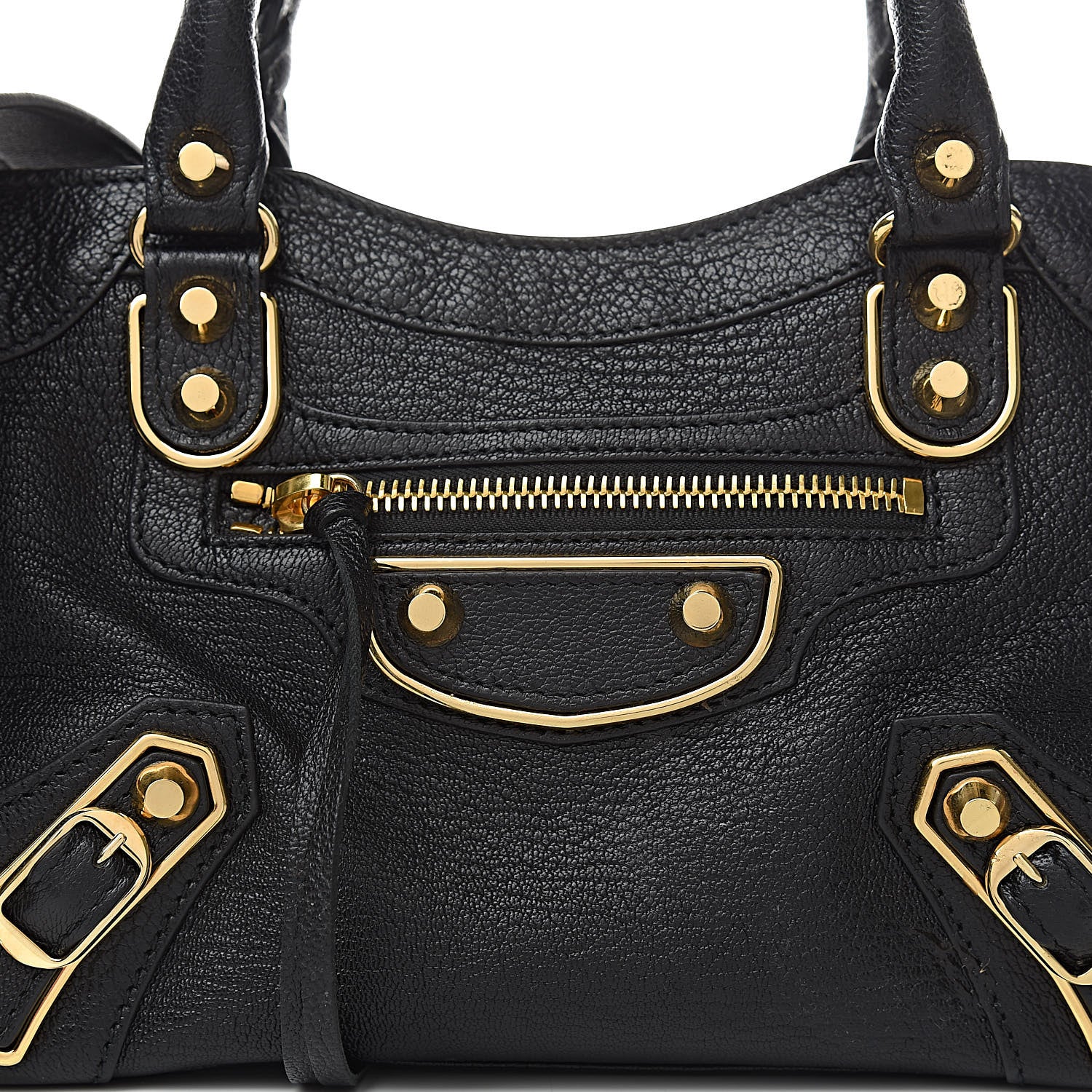 Balenciaga Chevre Gold Metallic Edge Hardware Mini City Black 9 of 9