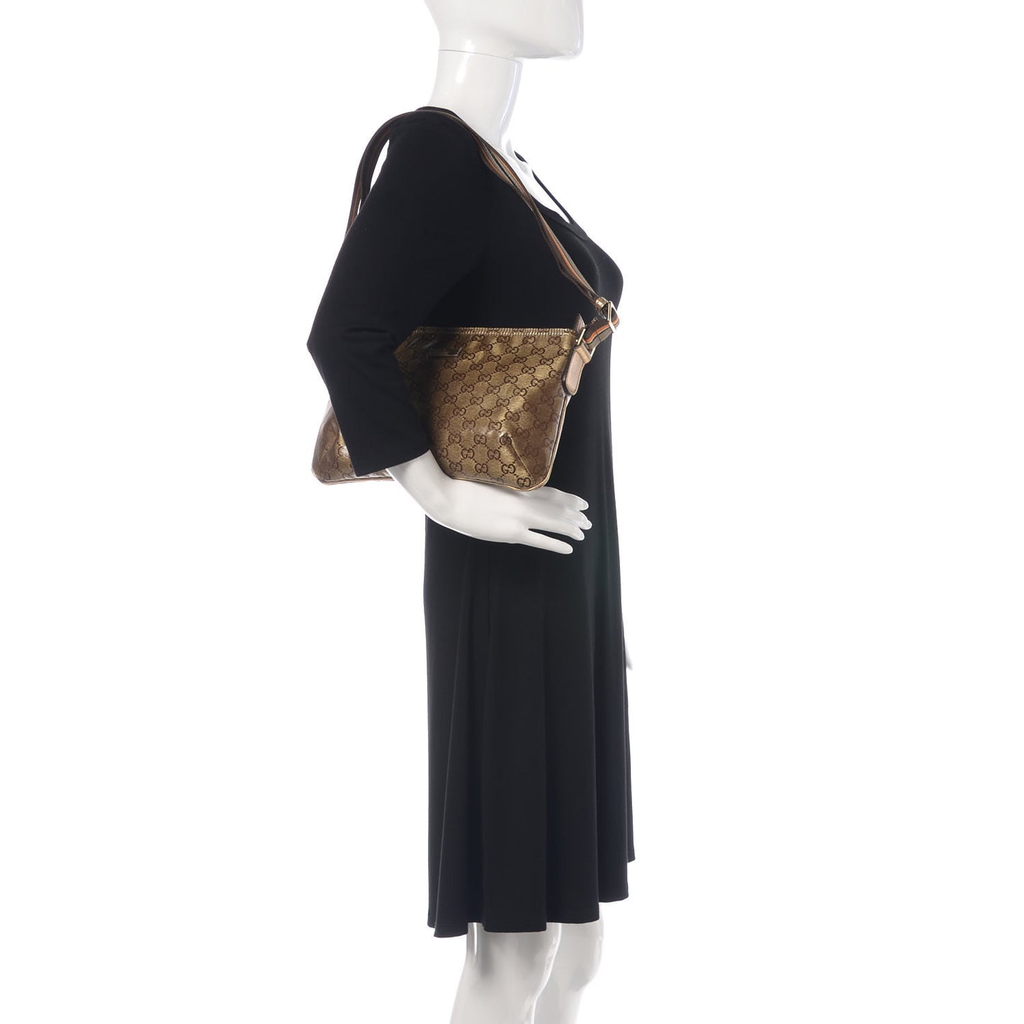 Crystal Monogram Web Small Flat Messenger Crossbody Bronze