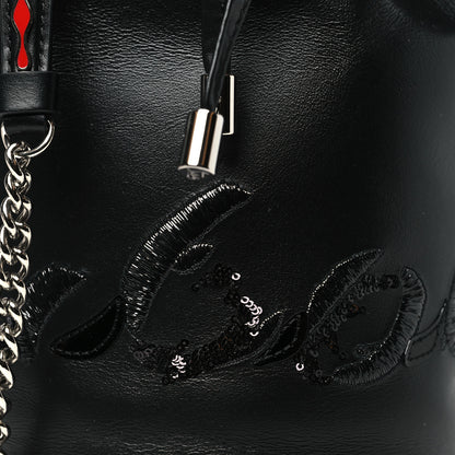 Christian Louboutin Calfskin Sequin Marie Jane Bucket Black 7 of 9
