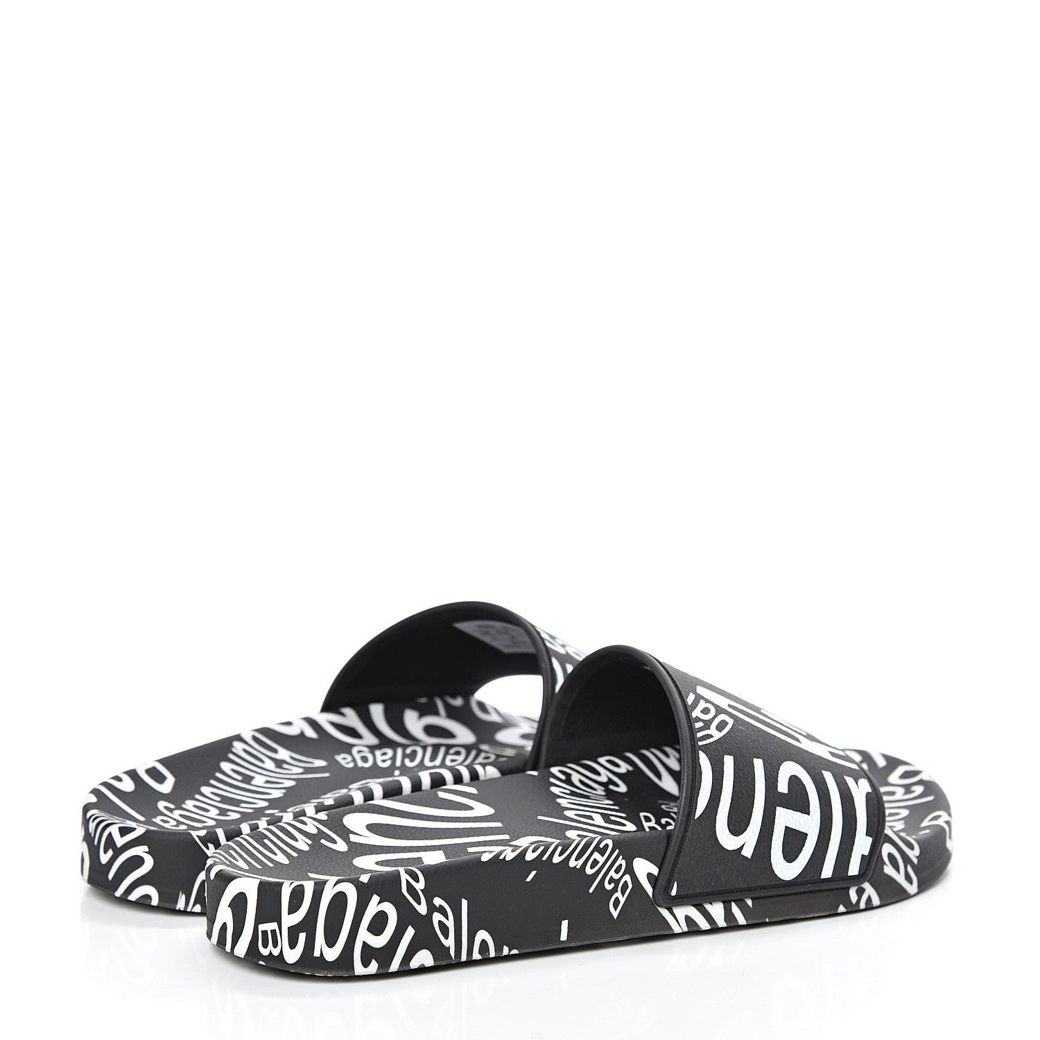 Balenciaga Rubber Wave Printed Womens Logo Pool Slide Sandals 36 Black 4 of 8