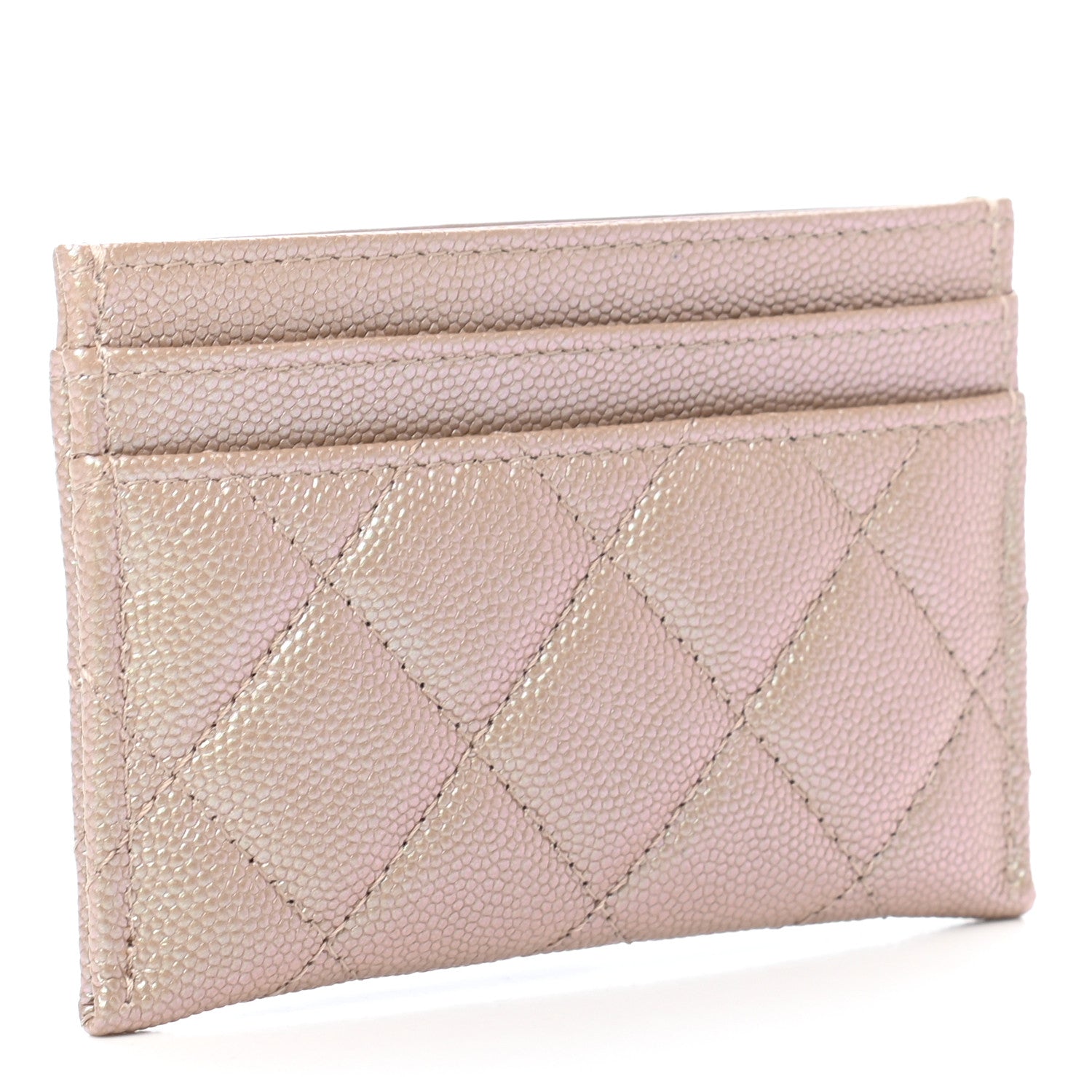 Chanel Iridescent Caviar Quilted Card Holder Beige 3 of 9