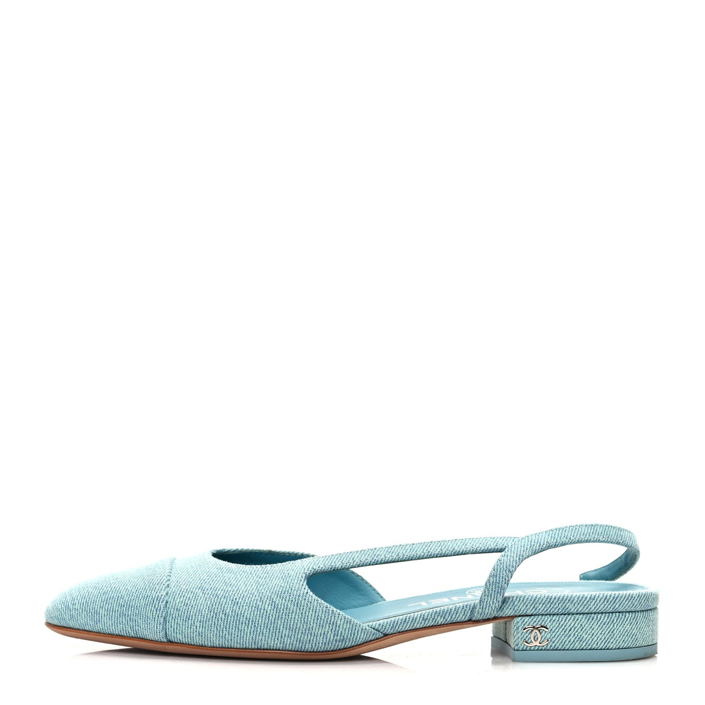 Denim Cap Toe CC Slingback Flats 36 Blue
