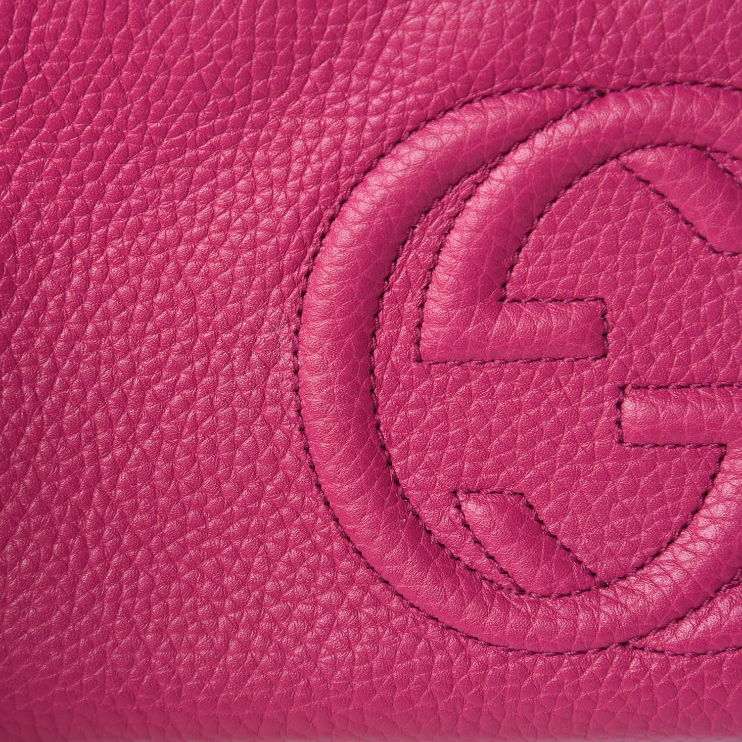 Gucci Pebbled Calfskin Soho Wristlet Bright Bougainvillea 10 of 11