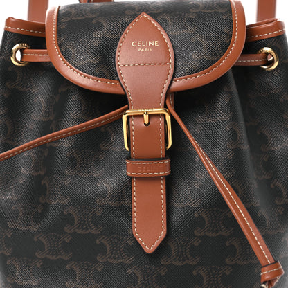 Celine Triomphe Canvas Calfskin Mini Folco Backpack Tan 15 of 20