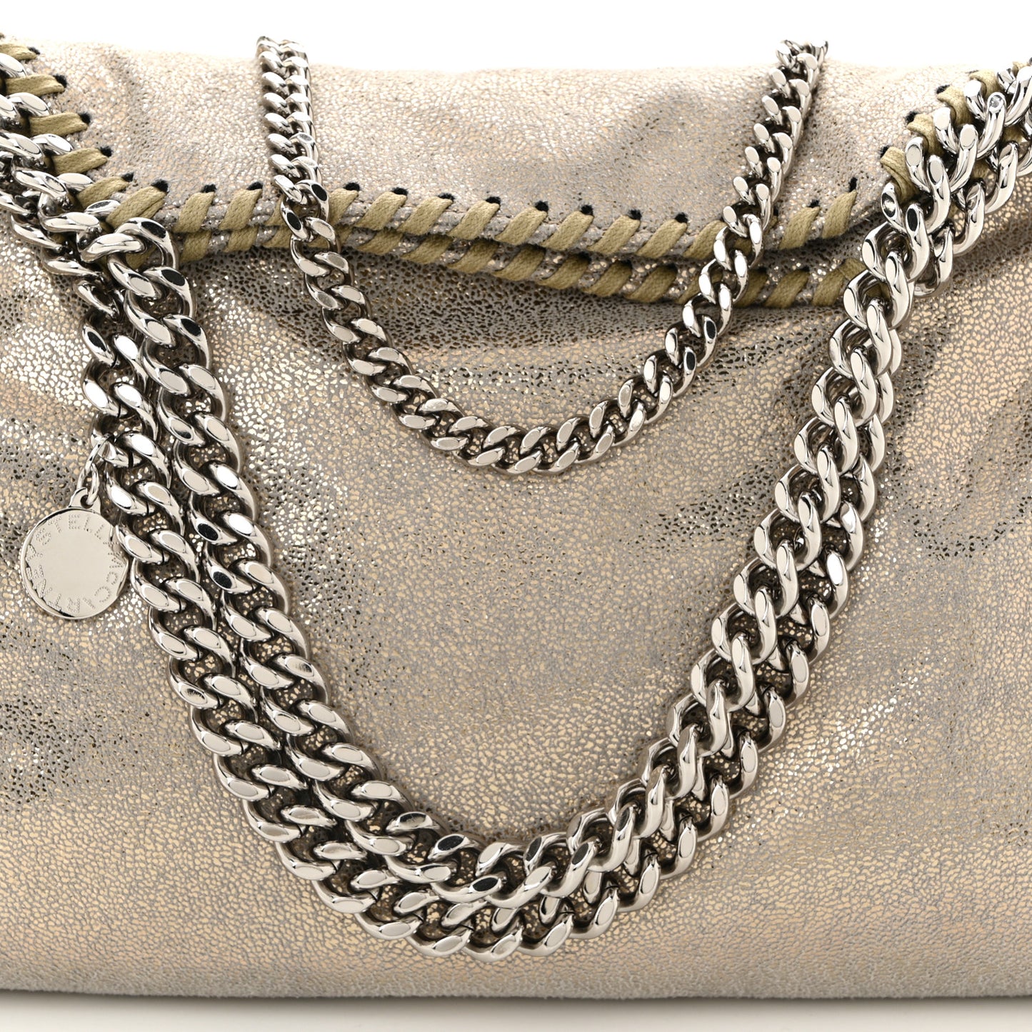 Shaggy Deer Mini Falabella Fold Over Tote Gold
