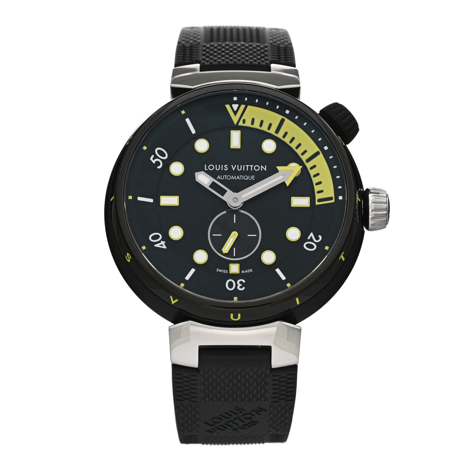 Louis Vuitton Stainless Steel Rubber 44mm Tambour Street Diver Automatic Watch Black 1 of 5