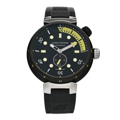 Louis Vuitton Stainless Steel Rubber 44mm Tambour Street Diver Automatic Watch Black 1 of 5