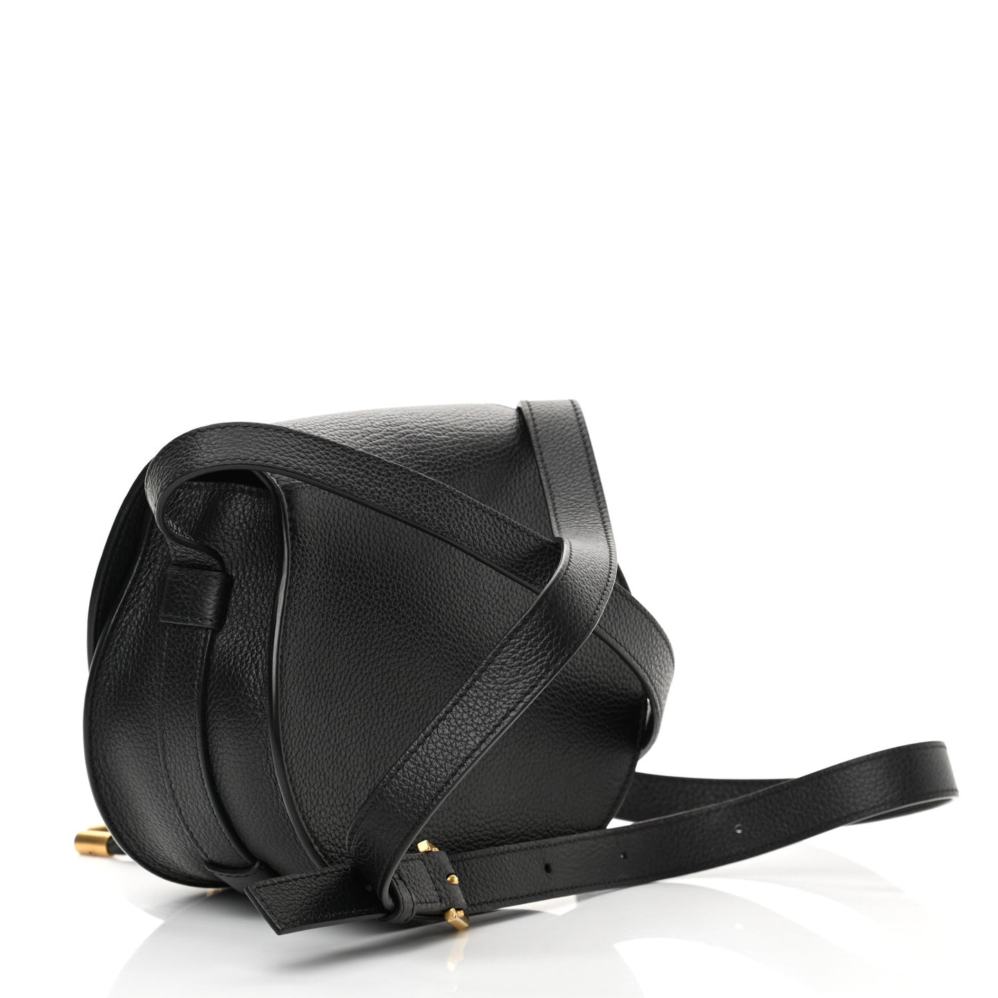 Calfskin Mini Marcie Round Crossbody Bag Black