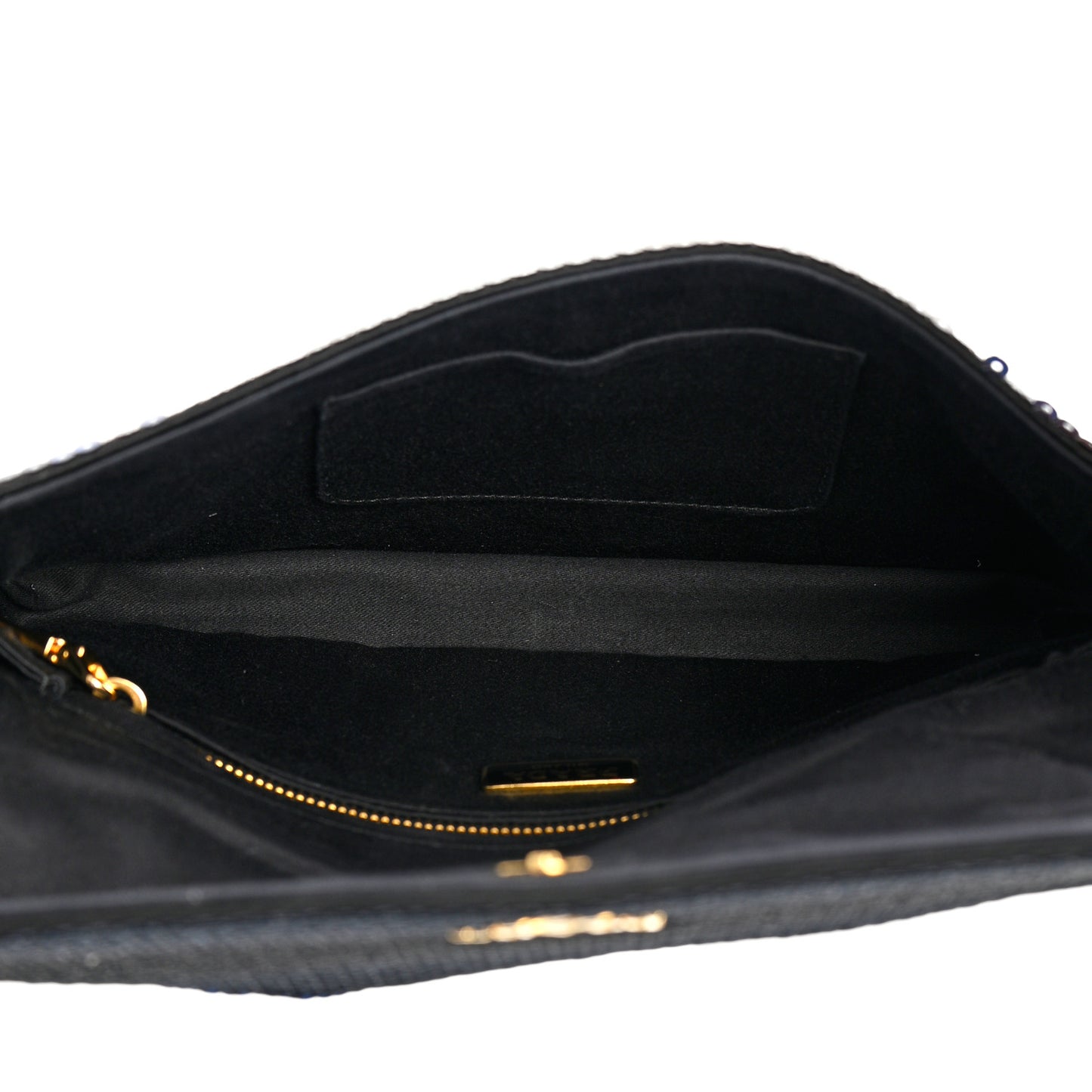 Paillettes Striped Clutch Black Blue