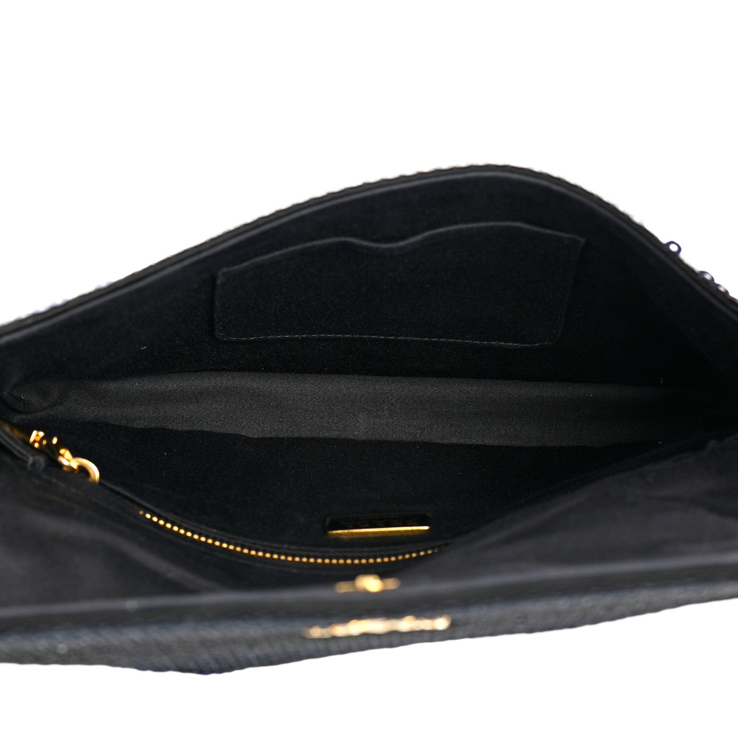 Prada Paillettes Striped Clutch Black Blue 5 of 9
