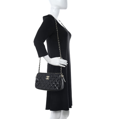 Chanel Patent Quilted Crown CC Double Zip Bag Black 2 of 12