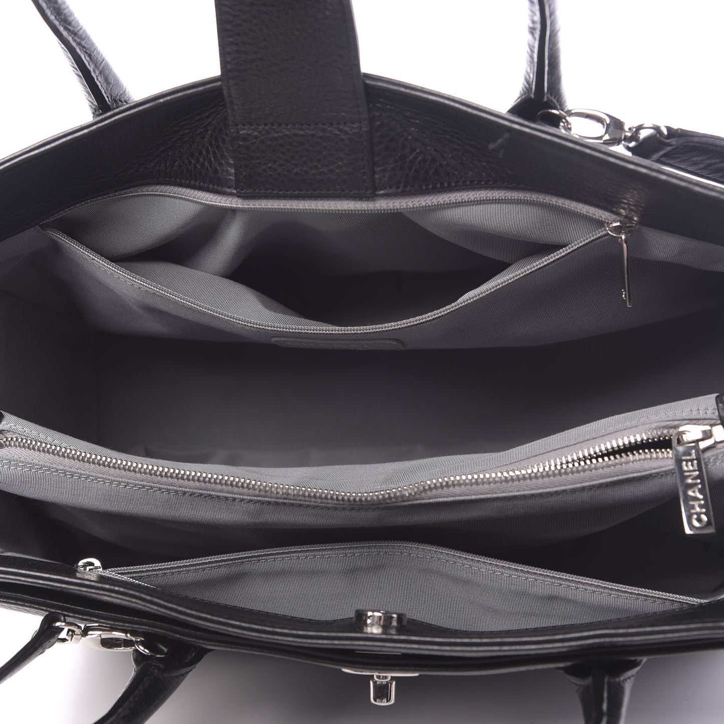 Calfskin Cerf Executive Shopper Tote Black