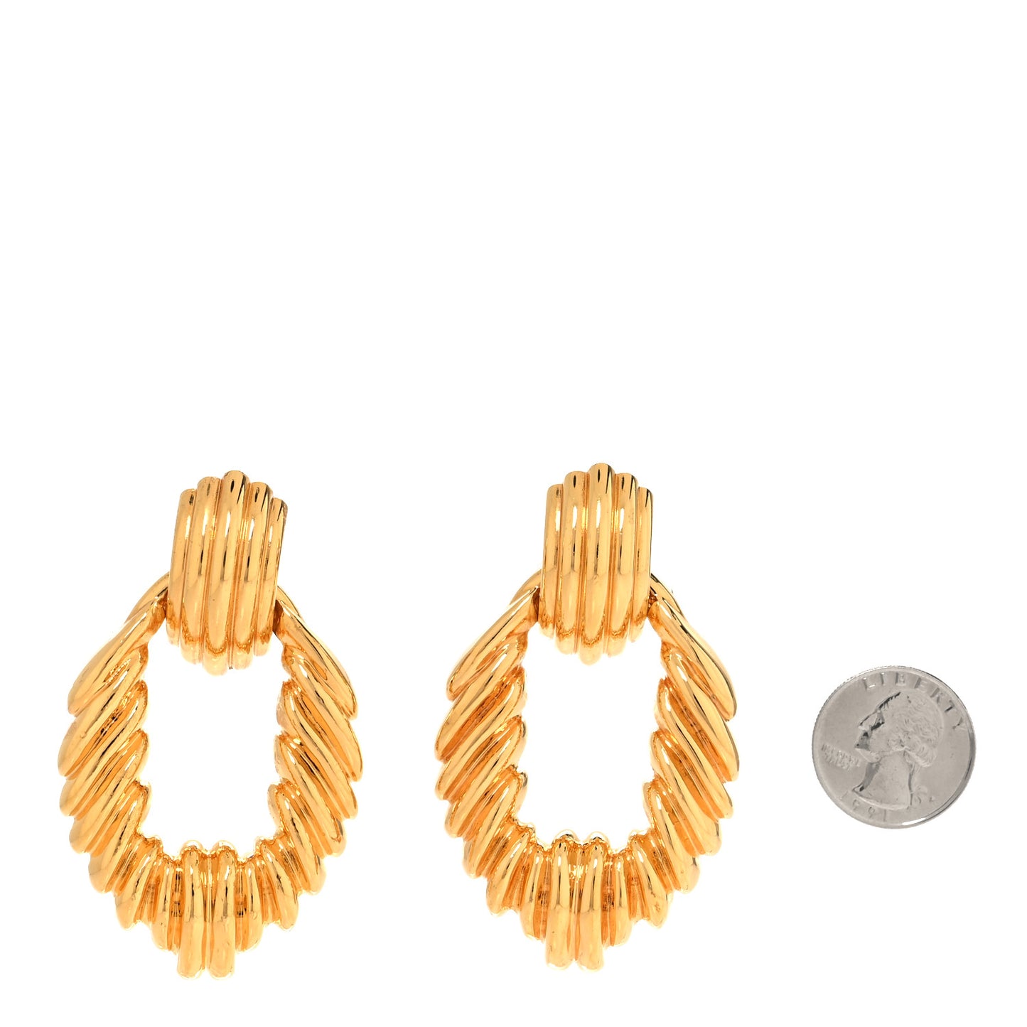 Brass Link Vintage Clip On Earrings Gold