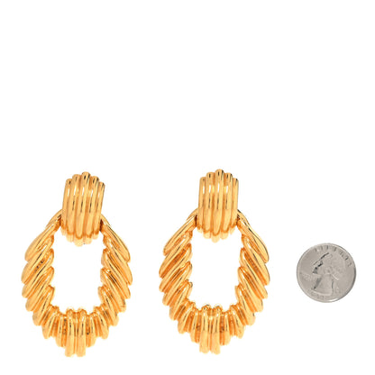Saint Laurent Brass Link Vintage Clip On Earrings Gold 2 of 4