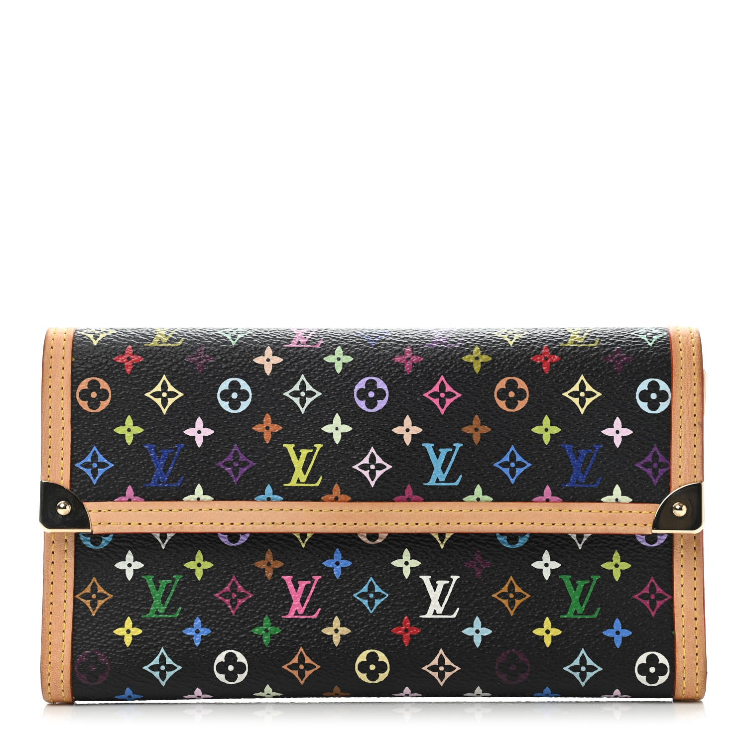 Louis Vuitton Monogram Multicolor Porte Tresor International Wallet Black 1 of 5