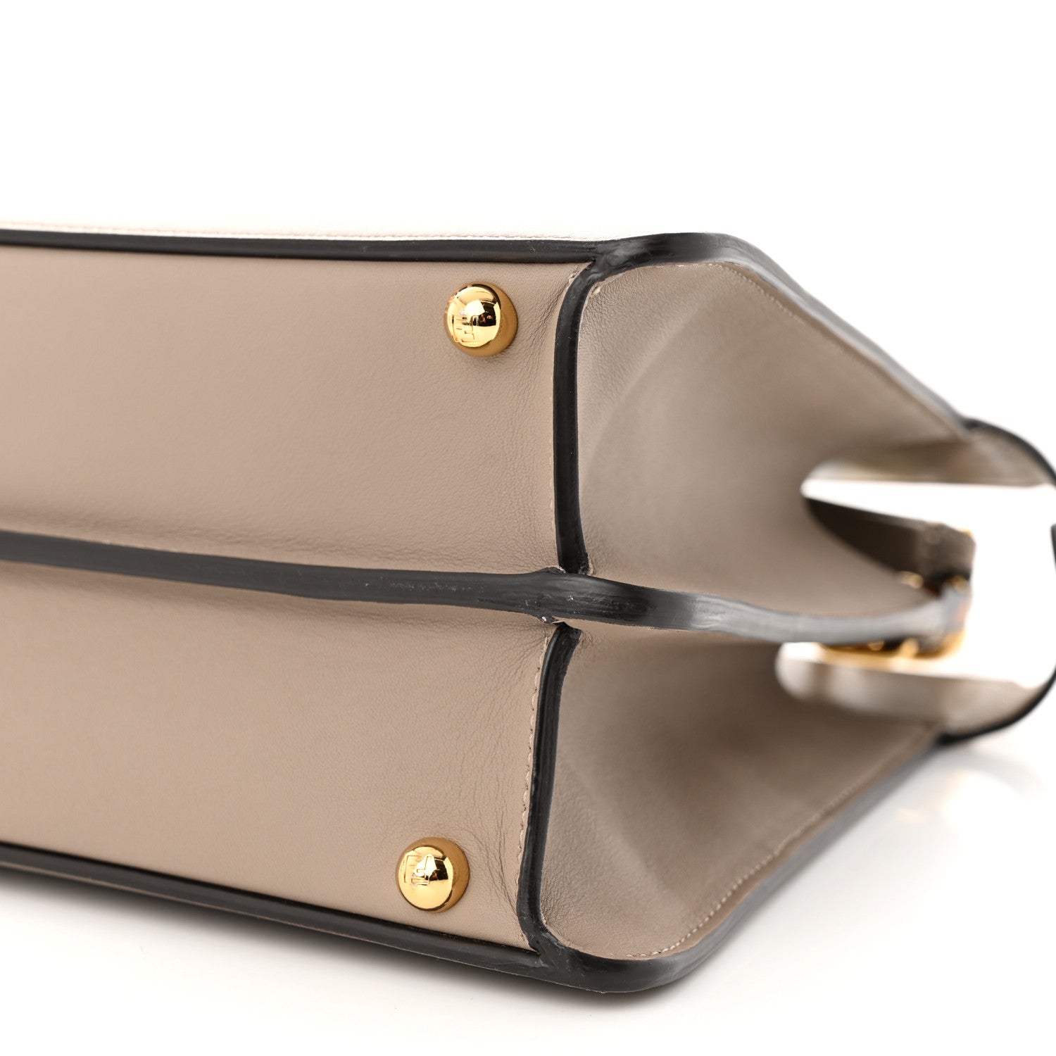 Fendi Vitello Seta Shiny Nappa Plexiglass Medium Peekaboo I SEE U Satchel Tortora 11 of 11