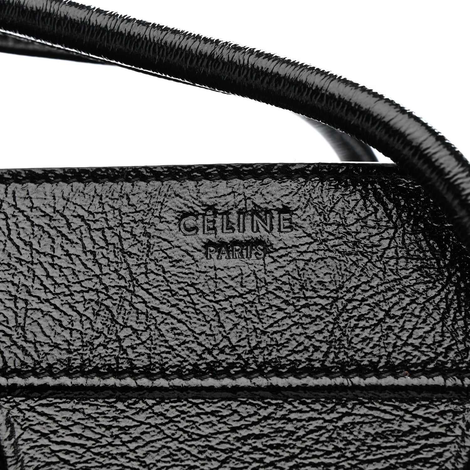 Celine Crinkled Patent Calfskin Medium Phantom Luggage Black 7 of 11