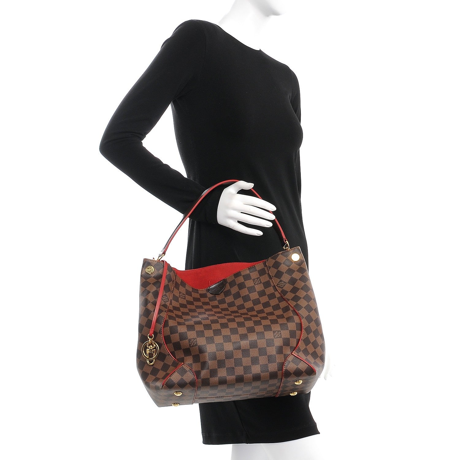 Louis Vuitton Damier Ebene Caissa Hobo Cherry 2 of 10