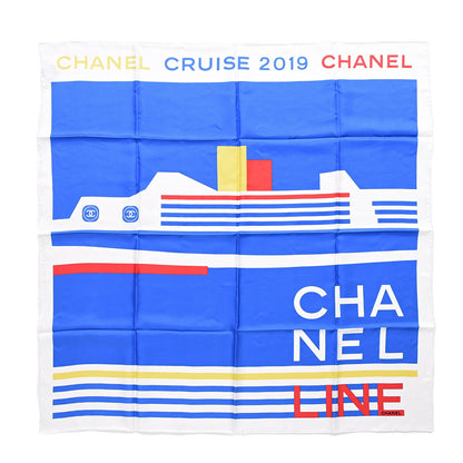Chanel Silk Cruise Print CC Square Scarf Blue White 2 of 4
