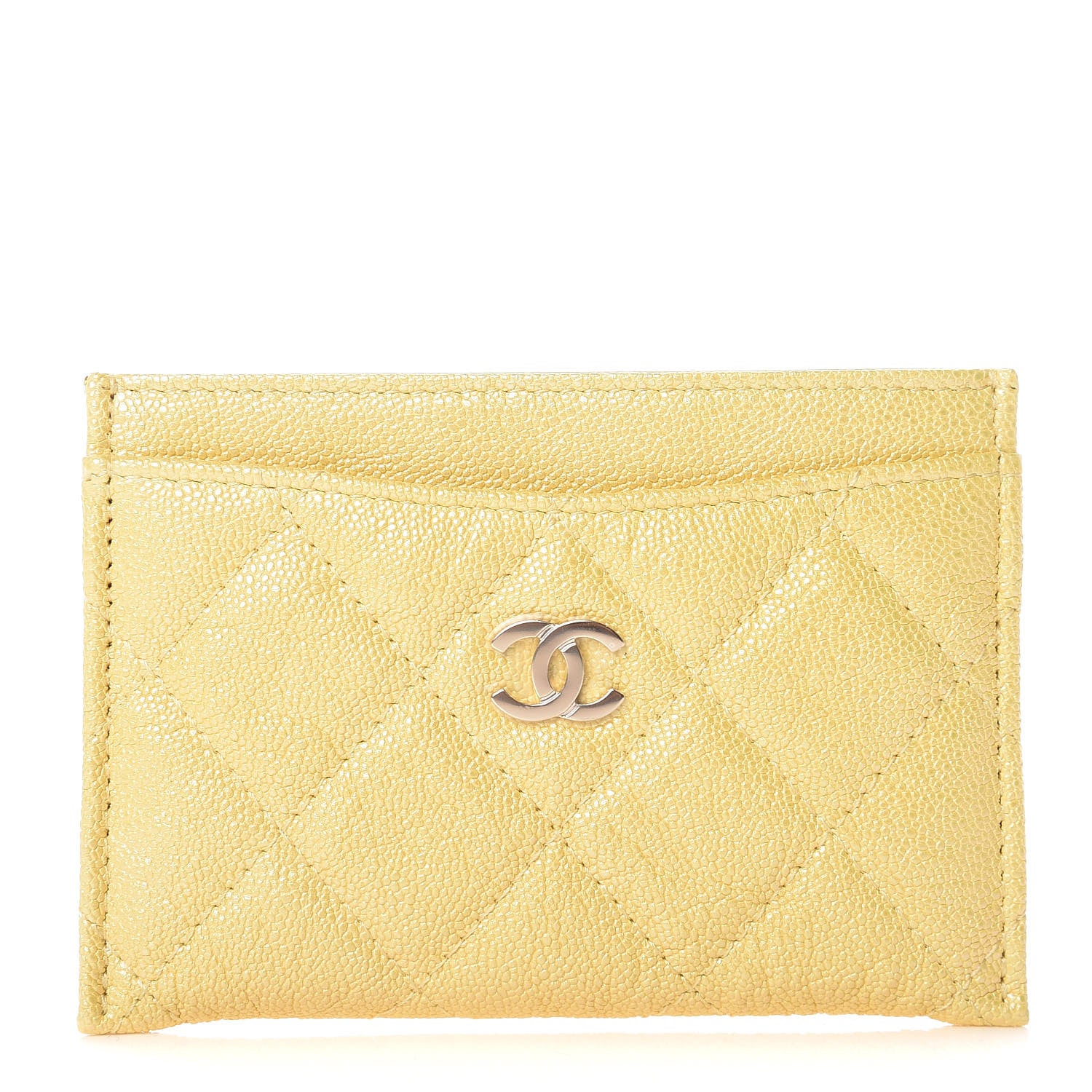Chanel Iridescent Caviar Quilted Card Holder Yellow 1 of 9