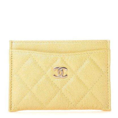 Chanel Iridescent Caviar Quilted Card Holder Yellow 1 of 9