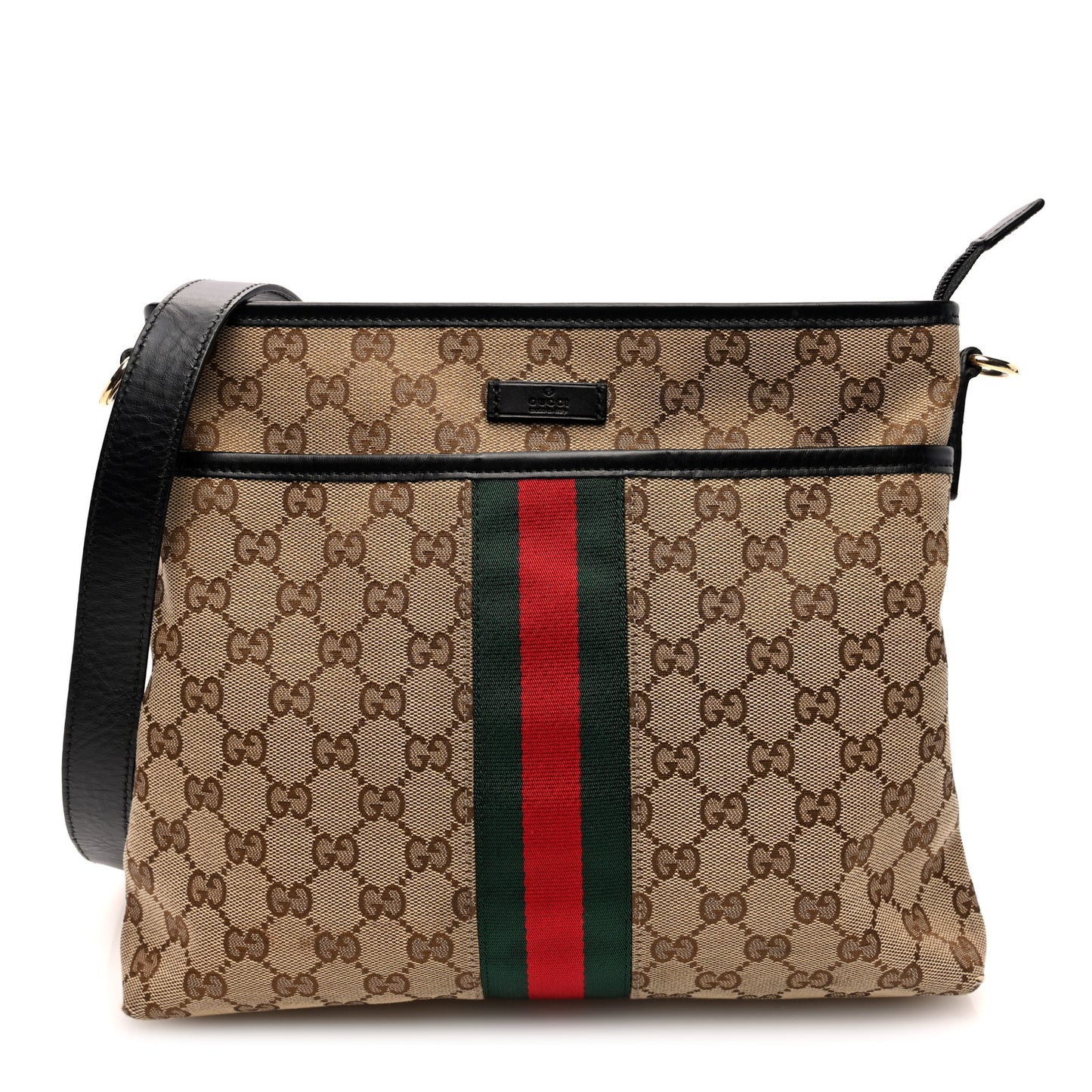 GG Monogram Web Flat Messenger Bag Black