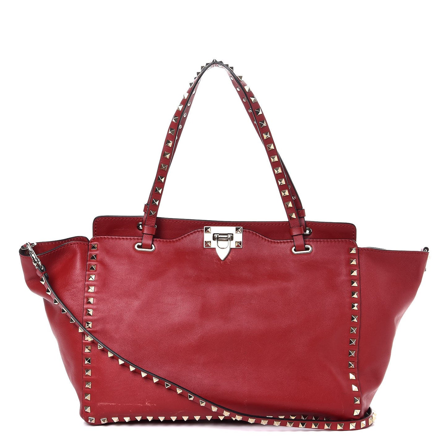 Vitello Medium Rockstud Tote Rosso Valentino