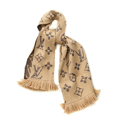 Louis Vuitton Wool Silk Monogram Giant Jungle Logomania Shine Scarf Beige 1 of 3