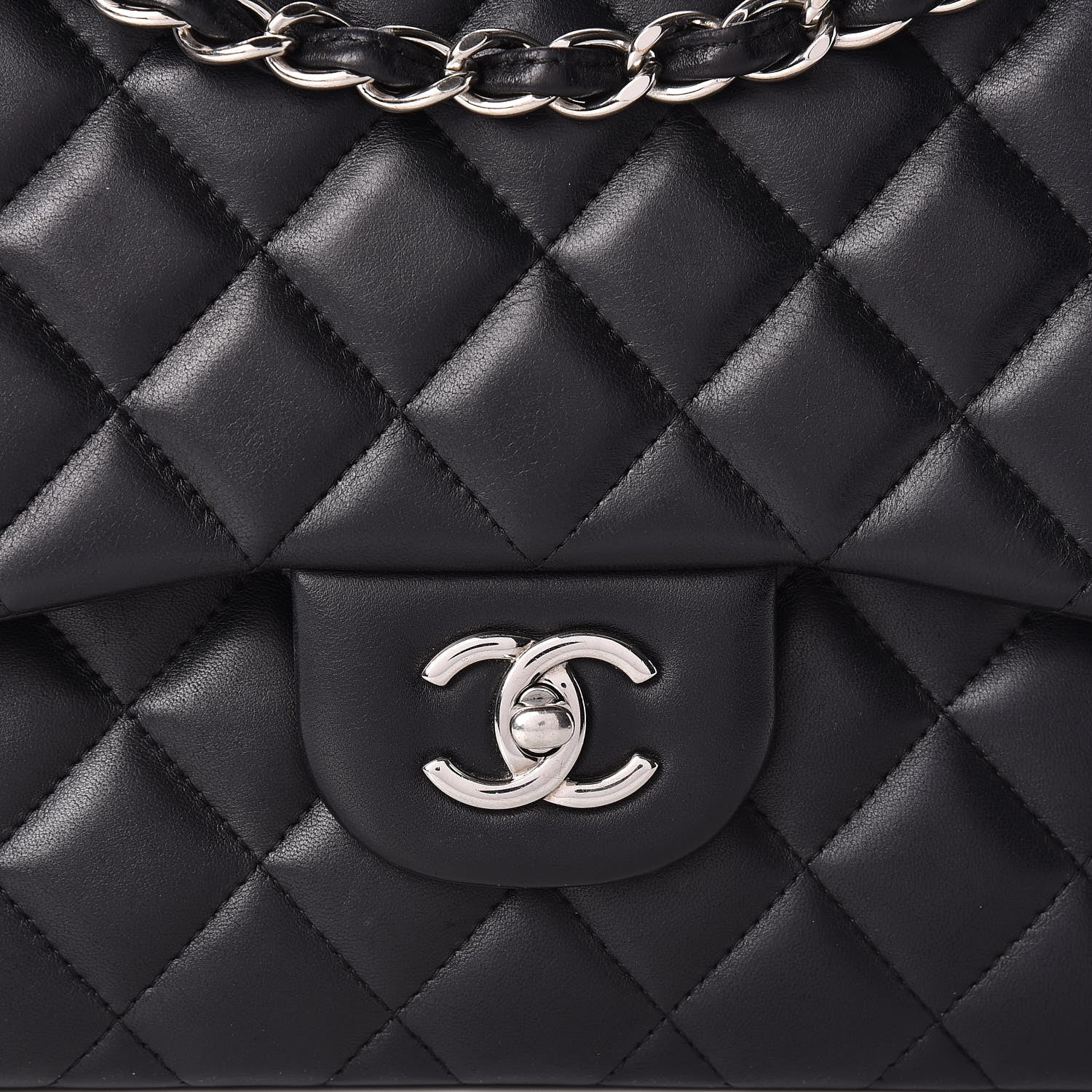 Chanel Lambskin Quilted Jumbo Double Flap Black 8 of 16