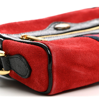 Gucci Suede Patent Web Mini Ophidia Shoulder Bag Hibiscus Red Black 9 of 10