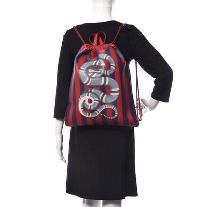 Gucci Calfskin Striped Kingsnake Drawstring Backpack Red 2 of 9