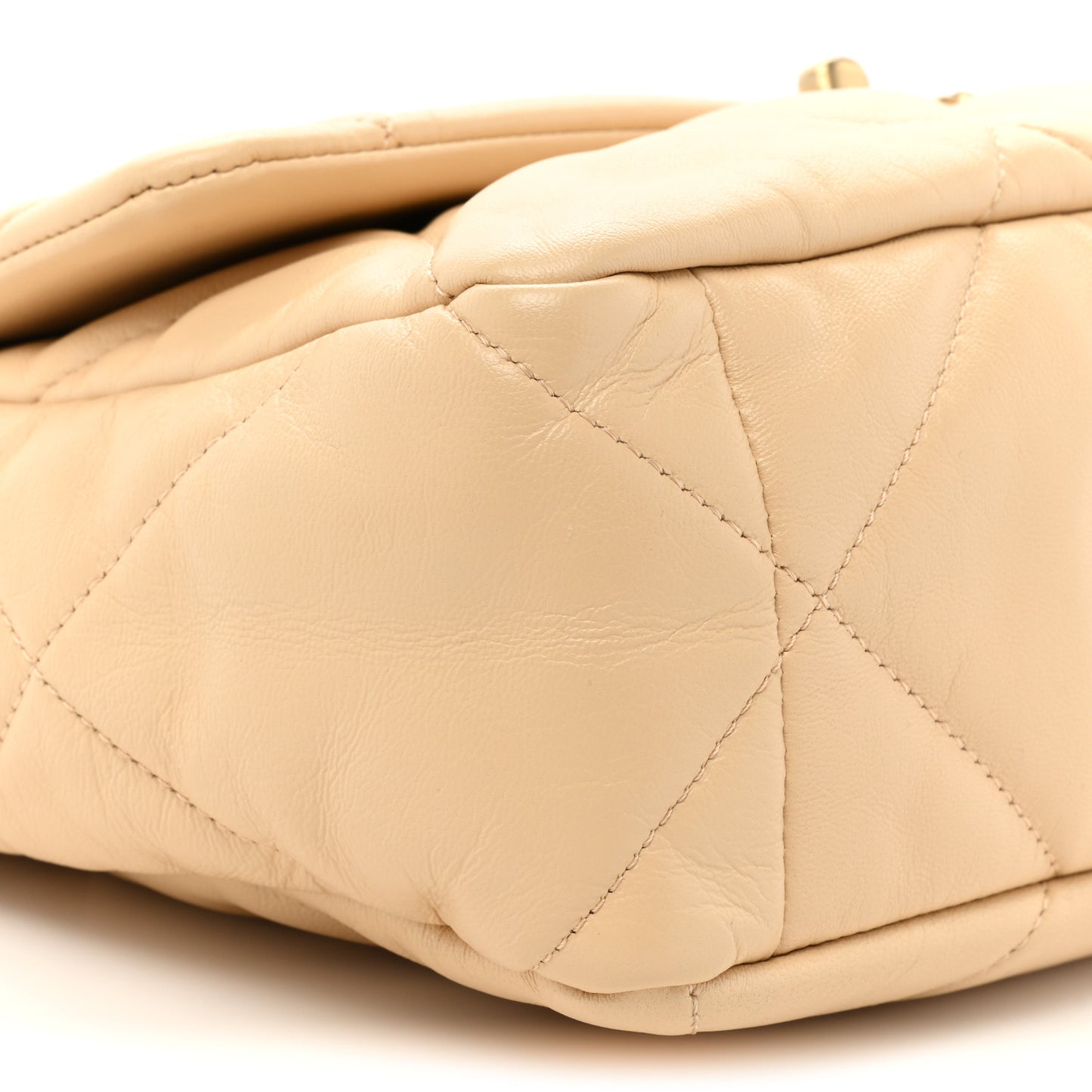 Goatskin Quilted Large Chanel 19 Flap Beige