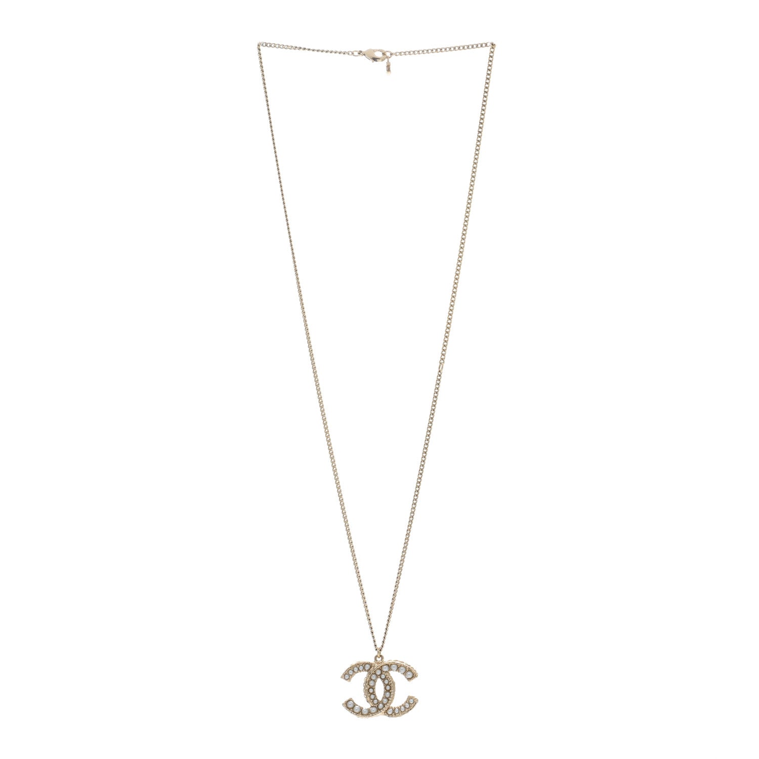 Chanel Pearl CC Pendant Necklace Gold 2 of 5