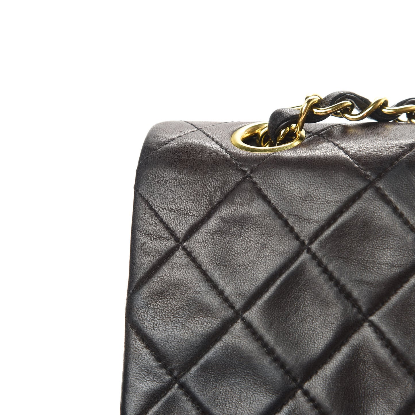 Lambskin Quilted Small Double Flap Black
