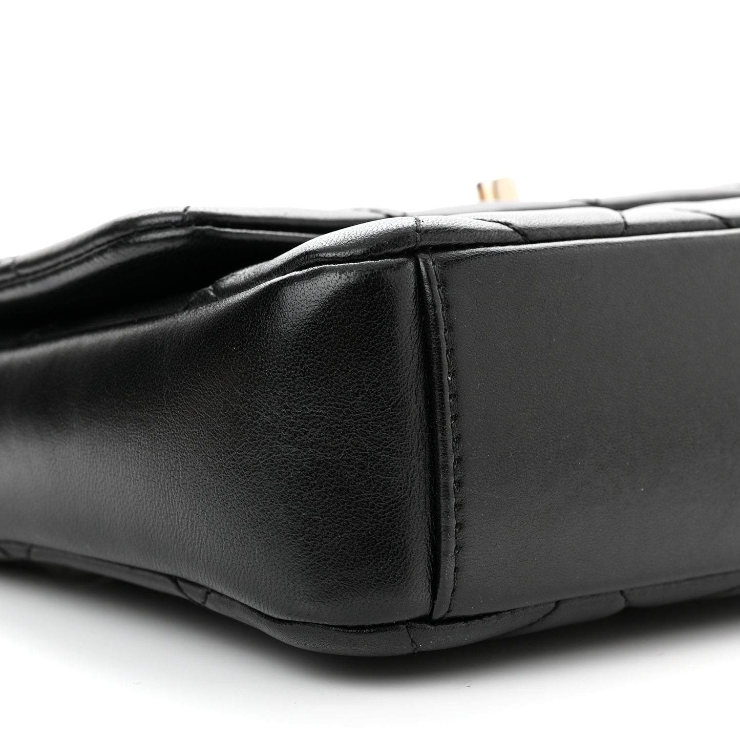 Lambskin Quilted Small Side Note Flap Black