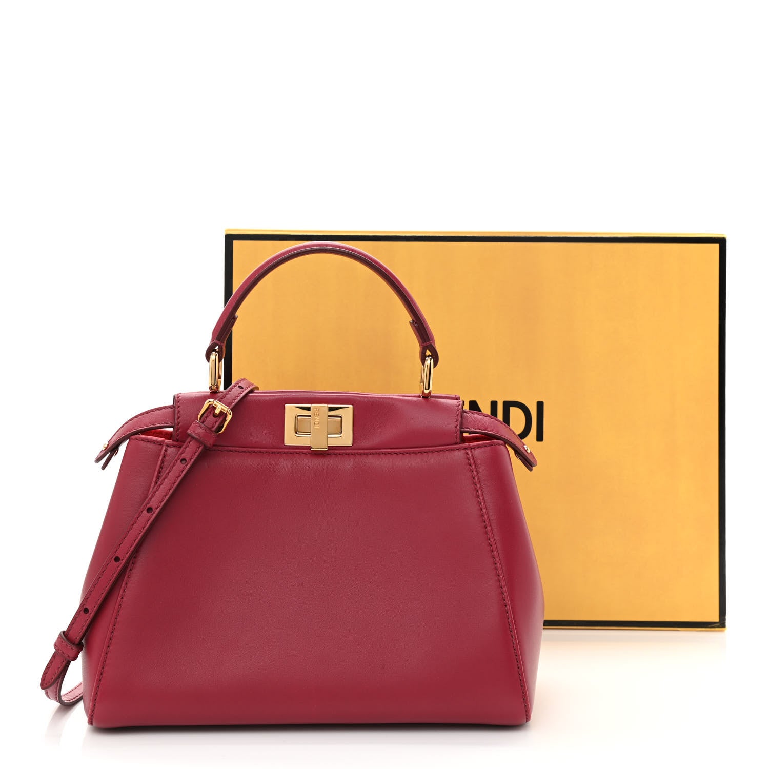 Fendi Nappa Monster Eyes Mini Peekaboo Iconic Satchel Amarena Fiamma 13 of 13