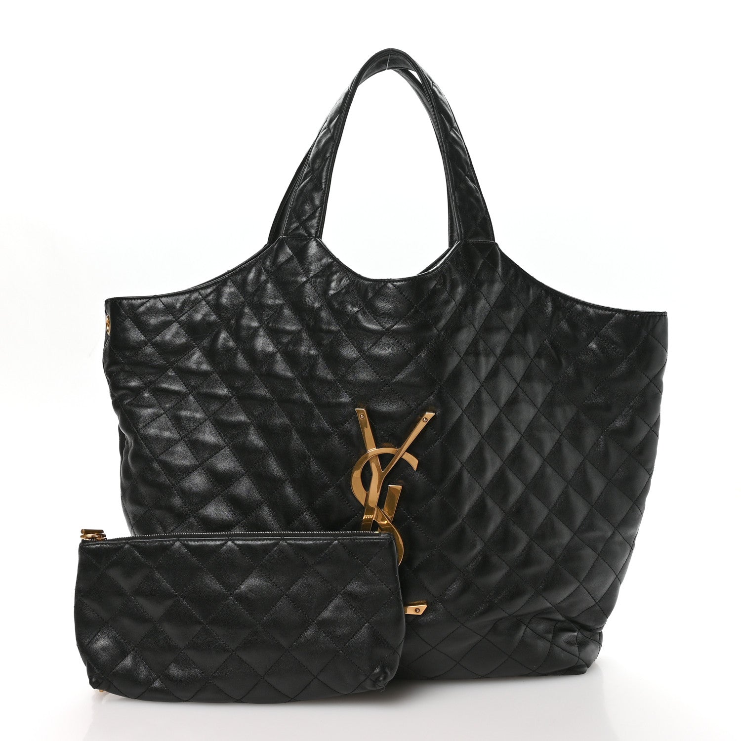 Saint Laurent Lambskin Quilted Maxi Icare Shopping Tote Black 3 of 11